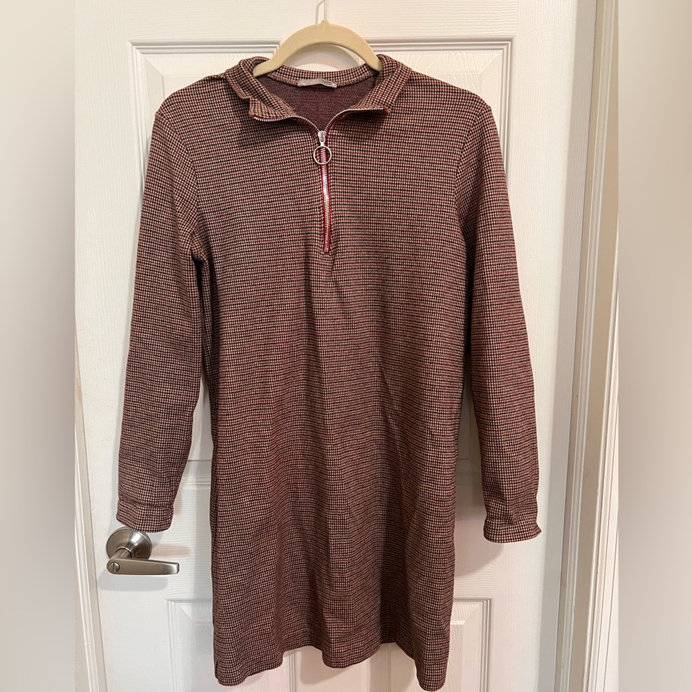 Zara Houndstooth Sweater Dress